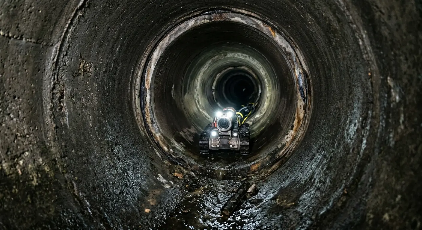 Robotic sewer camera inspecting pipe interior for Sewer Line Cleaning in Mount Washington